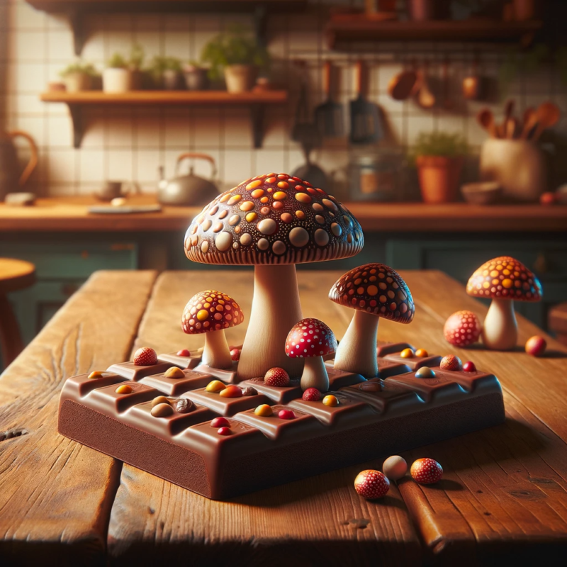 Polka dot mushroom chocolate bar